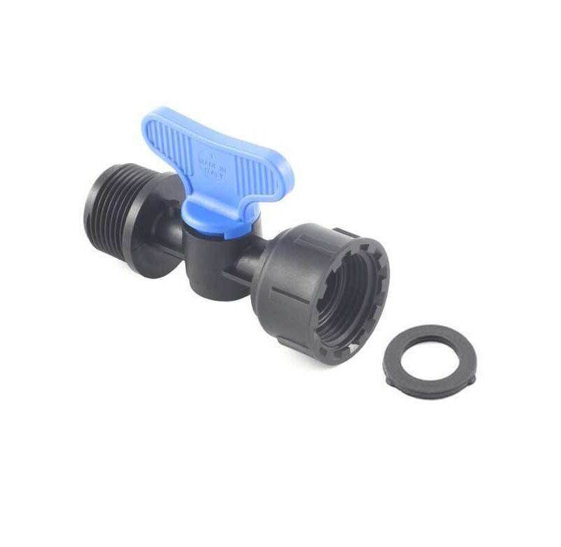 Valvola con attacchi filettati maschio-femmina con ghiera a folle