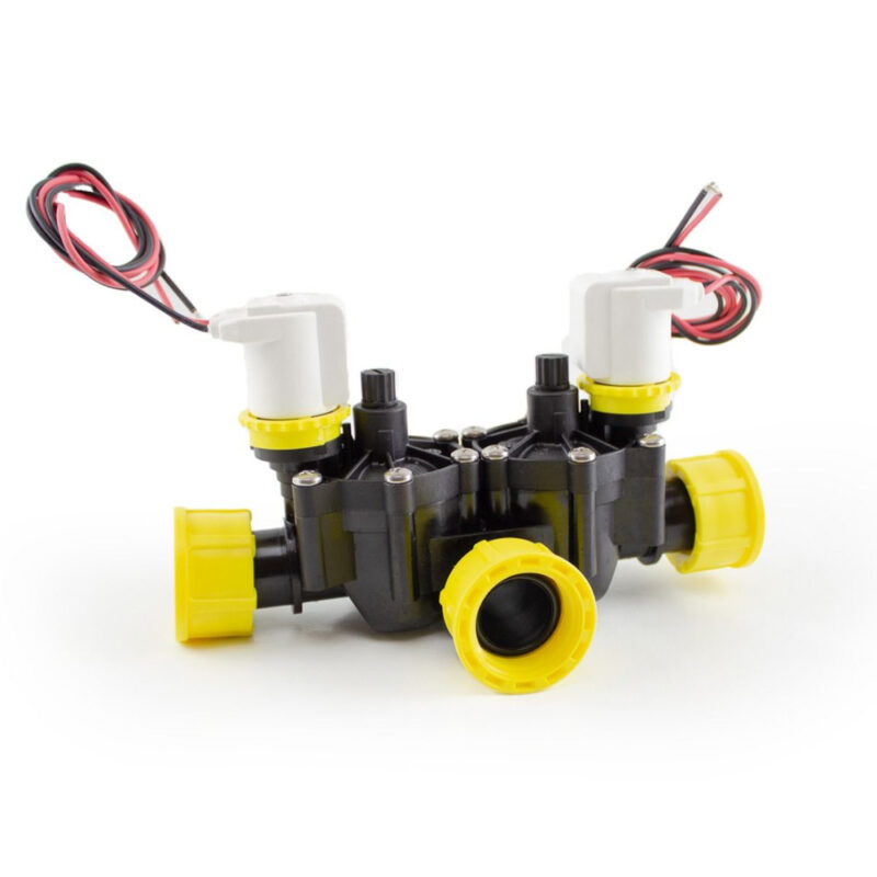 COLLETTORE A CROCE 2 ELETTROVALVOLE Solenoide 9V/12V-1"